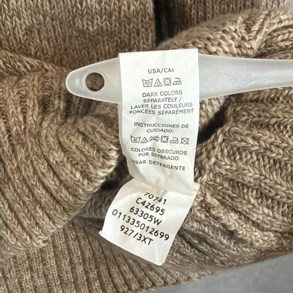CHAPS By Ralph Lauren Sweater Mens 3XT Beige Brown 1/4 Button Pullover EUC